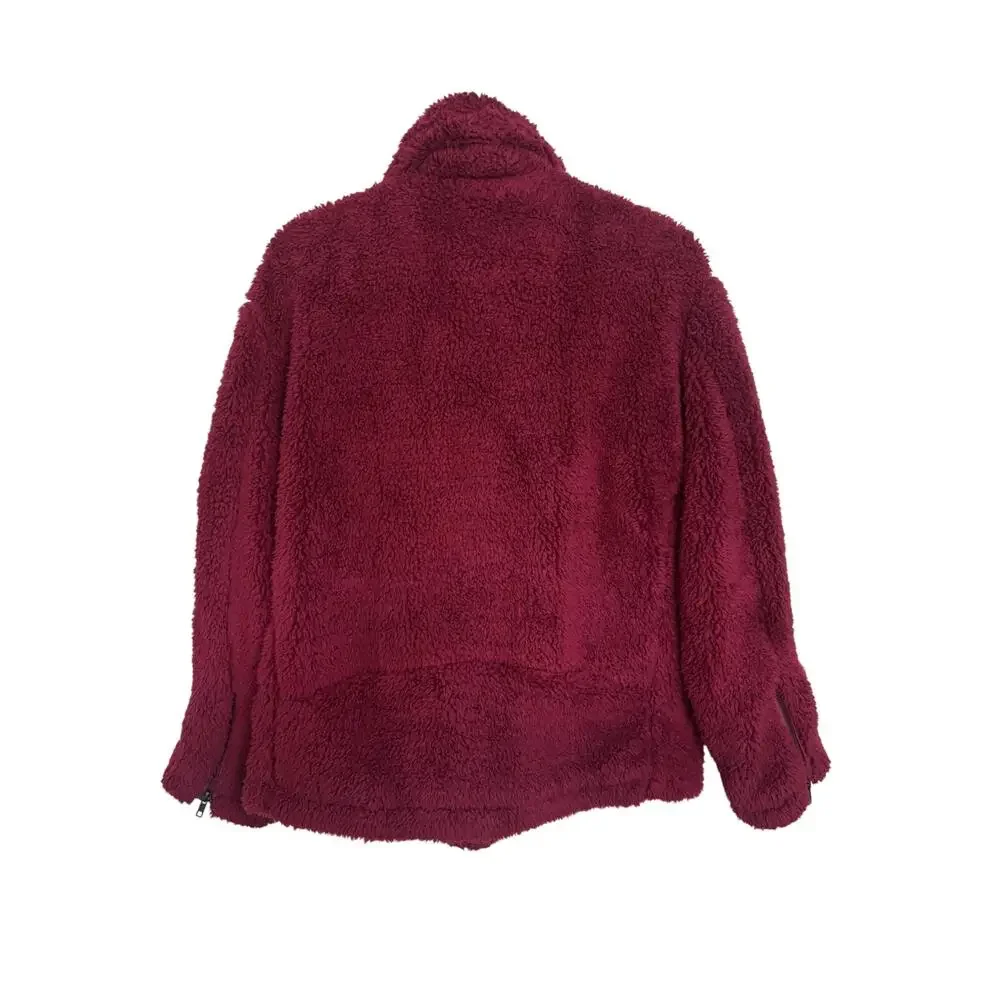 Free People We The Free So Cozy Slouch Moto Jacket Burgundy Oversized S
